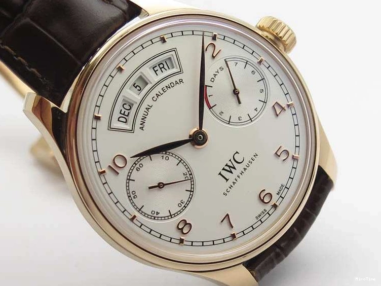 MIROTIME 0817 Portuguese Real PR Real Annual Calendar RG IW503504 YLF 1:1 Best Edition White Dial On Leather Strap A TimelessDesign 7242
